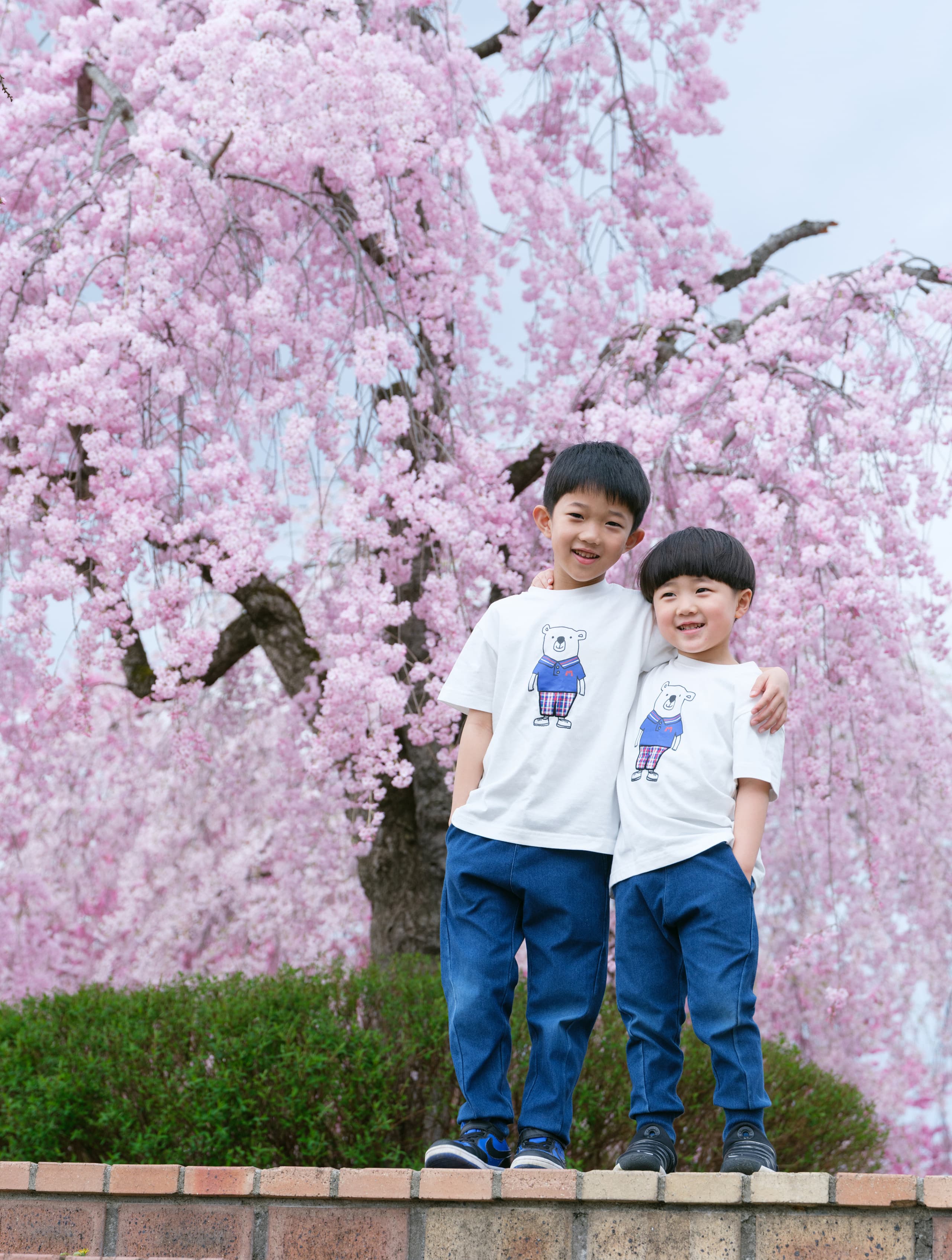 桜で家族のロケーションフォトとキッズのロケーション写真  