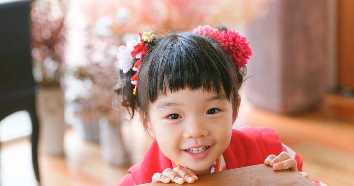 3歳女の子の七五三記念写真・にっこり笑顔