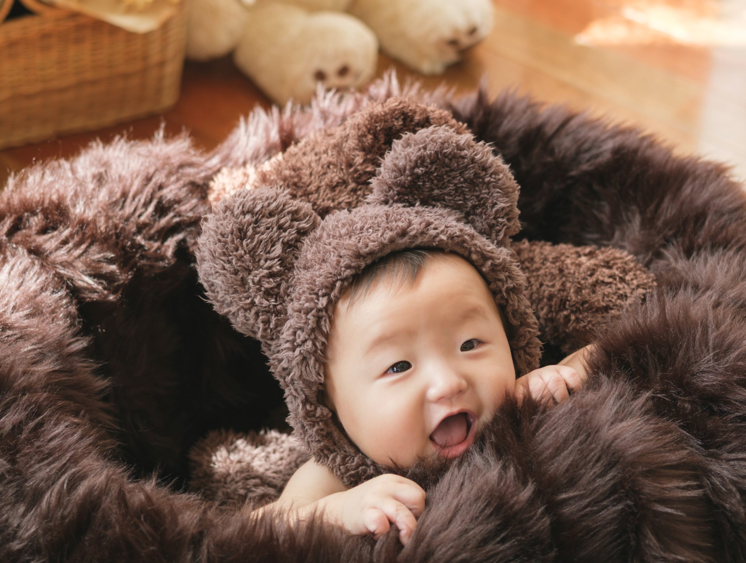 ベビくま撮影会 赤ちゃんがくまの着ぐるみで撮影