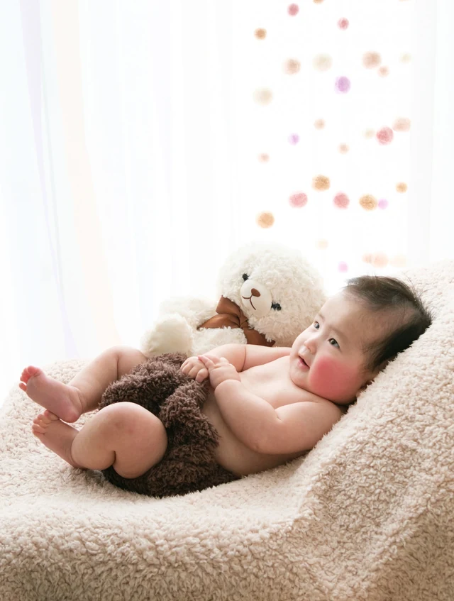 くまの着ぐるみで撮影した子どもの写真 9